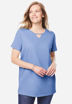 Perfect Short-Sleeve Keyhole Tee