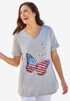 Cuffed Americana Print Tee