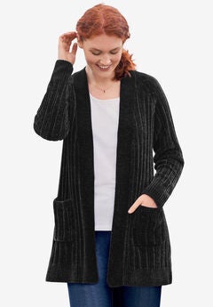 Open Front Chenille Cardigan