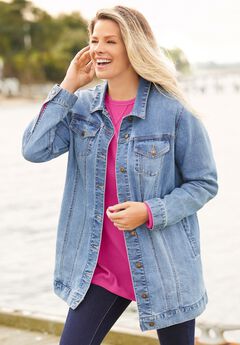 Long Stretch Denim Jean Jacket