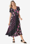 Mixed Print Maxi Dress, BLACK PRETTY ROSE, hi-res image number null