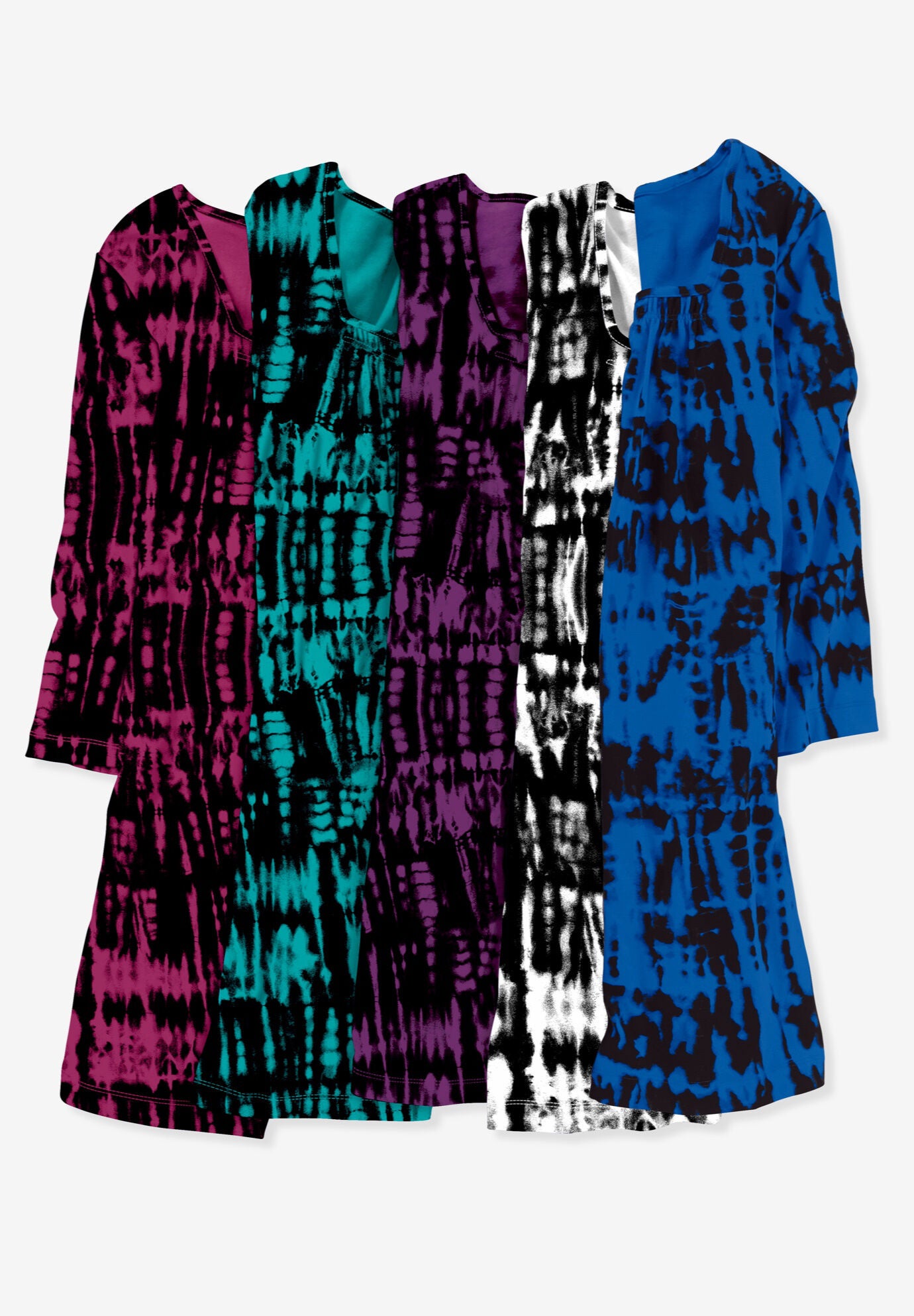 Tie-Dye Smocked Square-Neck Tunic, , alternate image number 2