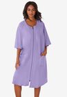 Short French Terry Zip-Front Robe, SOFT IRIS, hi-res image number null