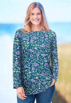 Perfect Printed Long-Sleeve Crewneck Tee