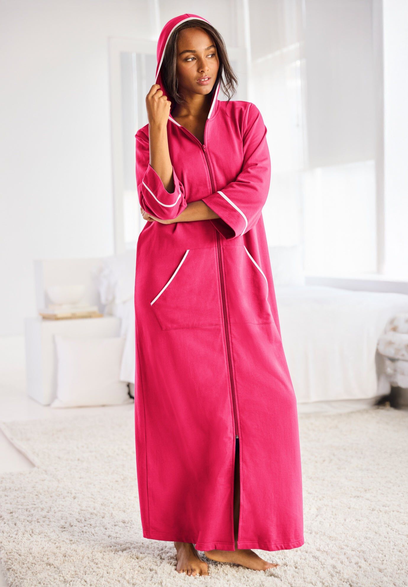 Soft Microfleece Robe with Pockets - 53