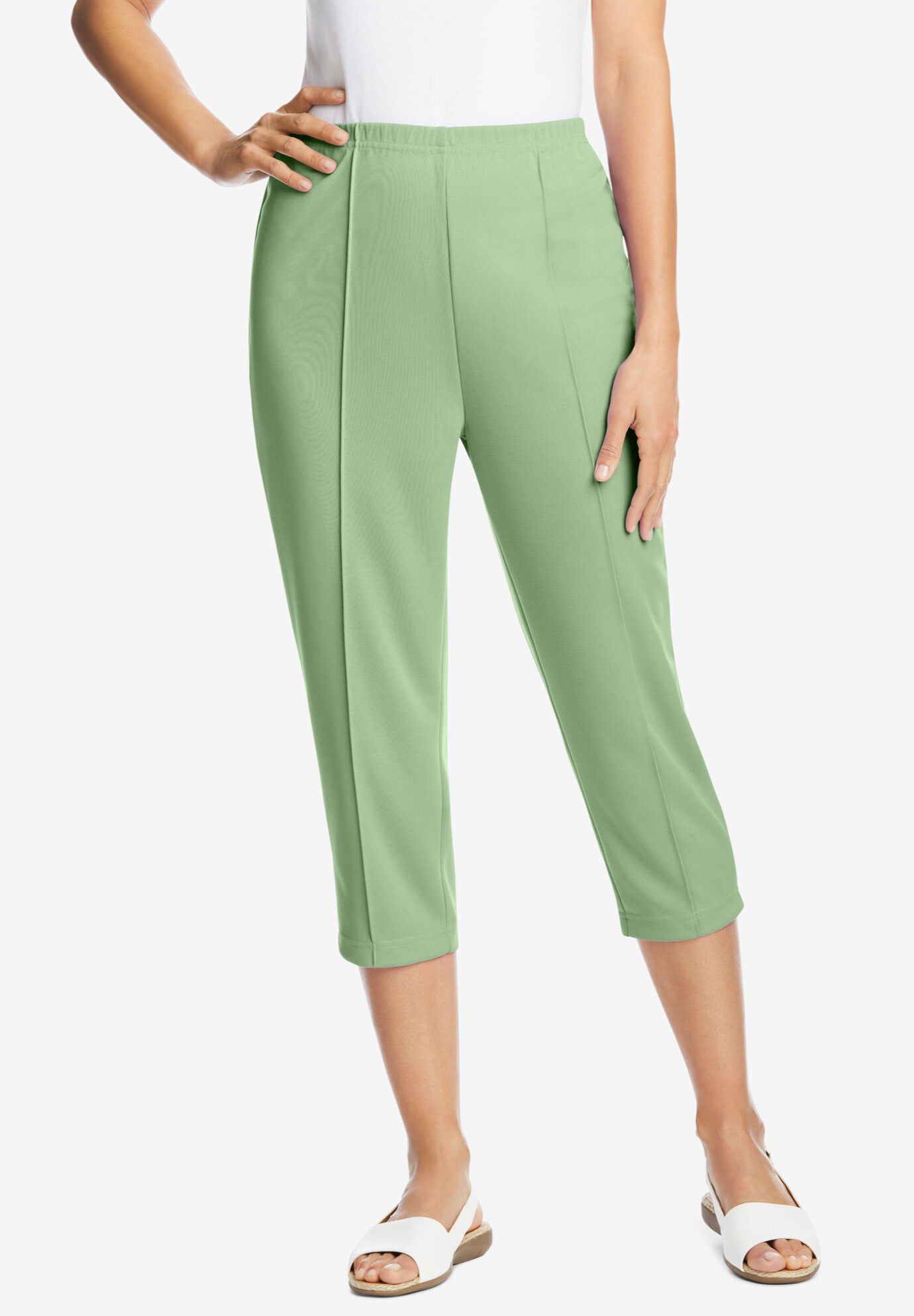 Pull-On Knit Cargo Capri | Woman Within