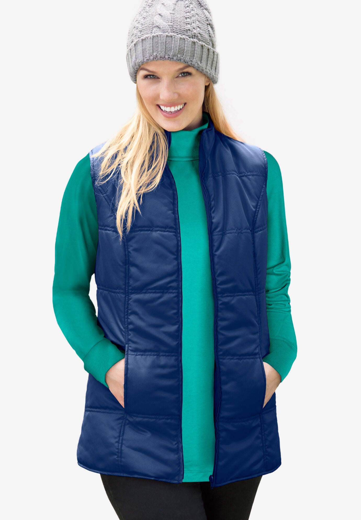 Woman Within Women/'s Plus Size Zip-Front Quilted Vest