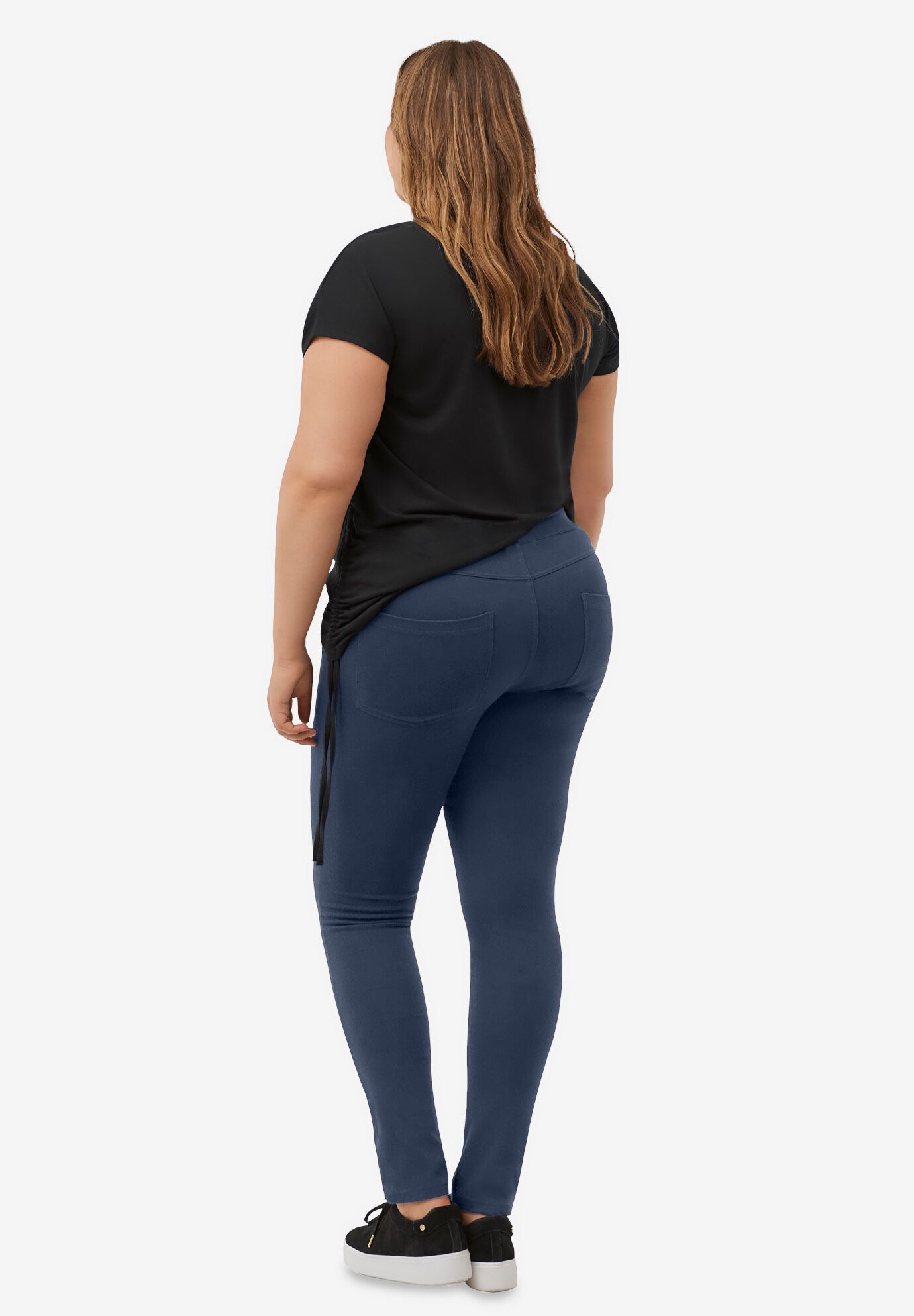 Skinny Knit Pants, NAVY, on-hover image number 1