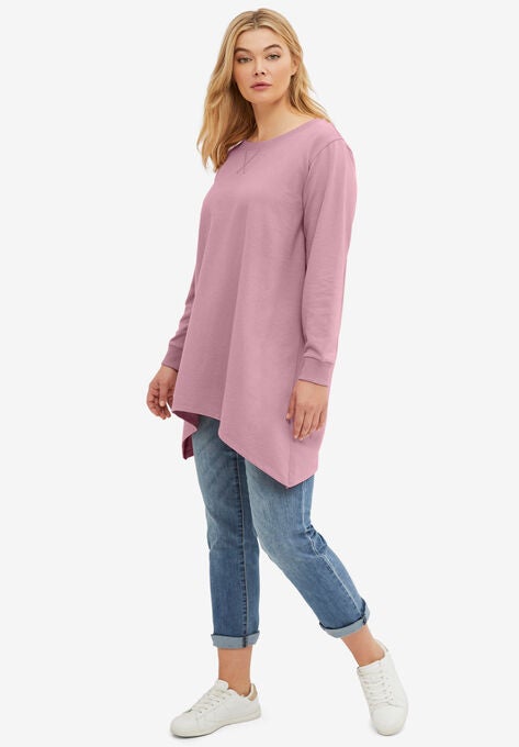 Point Hem Sweatshirt Tunic, , on-hover image number null