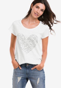 Plus Size White Graphic Tees