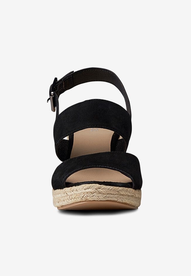 Suede Espadrille Wedge Sandal, BLACK, hi-res image number null