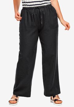 Plus Size Black Linen Pants
