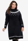 Fair Isle Sweater Dress, BLACK, hi-res image number null