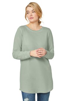 French Terry Sweatshirt Tunic with Shirttail Hem