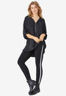 Glitter Side Stripe Ponte Leggings, BLACK SILVER, hi-res image number null