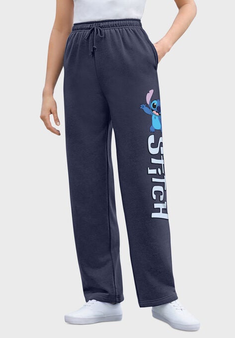 Disney Women's Fleece Navy Sweatpants Stitch, NAVY STITCH, hi-res image number null