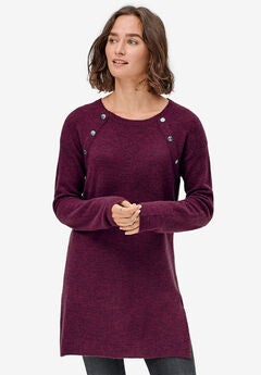 Button-Trim Sweater Tunic