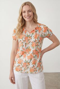 Keyhole Neckline Peasant Blouse