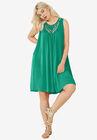 Lace Inset Trapeze Dress, EMERALD SEA, hi-res image number null