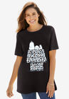 Peanuts Short Sleeve Crew Tee Black Snoopy Leopard, BLACK SNOOPY LEOPARD, hi-res image number null