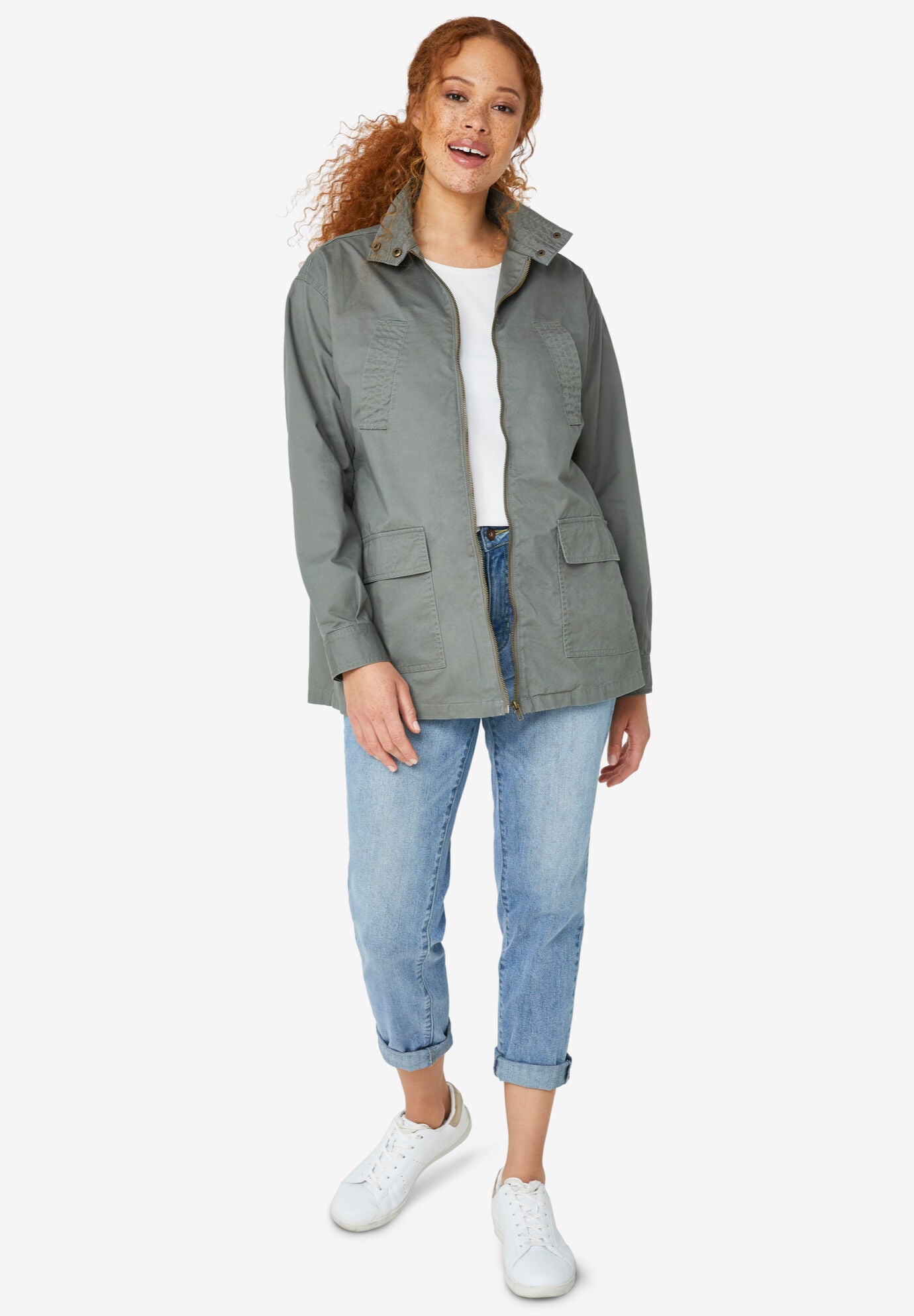 plus size camo utility jacket