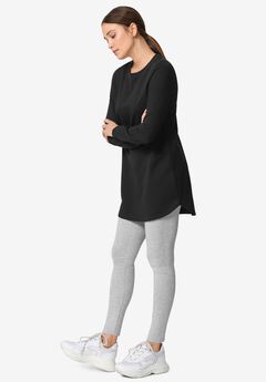 French Terry Sweatshirt Tunic with Shirttail Hem