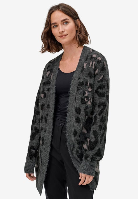 Animal Print Jacquard Cardigan | Woman Within