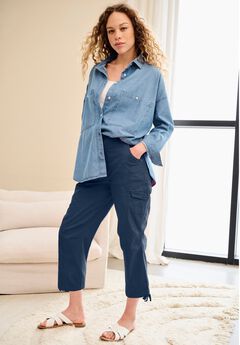 Oversized Button-Front Denim Shirt