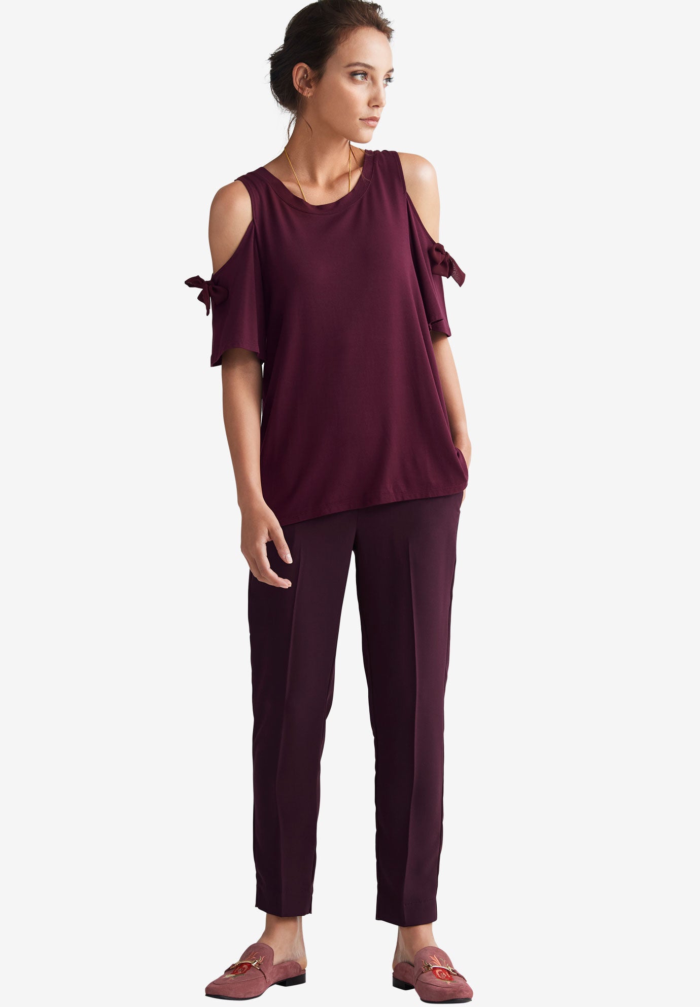 Woman within cold online shoulder tops