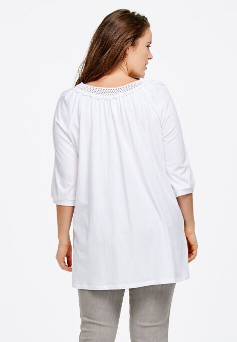 Crochet Trim Tunic, , on-hover image number null