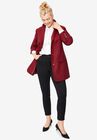 Long Wool Blend Blazer, BURGUNDY, hi-res image number null