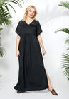 Eyelet Trim Knit Maxi Dress, , alternate image number null