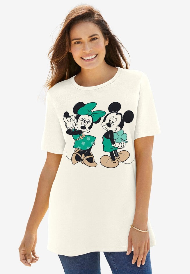 Disney Women's Short Sleeve Crew Tee St. Patrick’s Mickey, OFF WHITE LUCKY MICKEY, hi-res image number 0