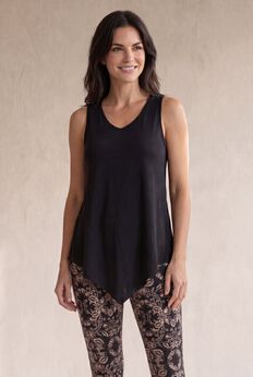 V-Neck Pointed Front A-Line Tank Top
