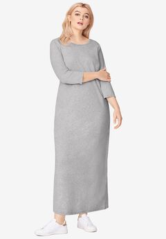 Three-Quarter Sleeve Knit Maxi Dress