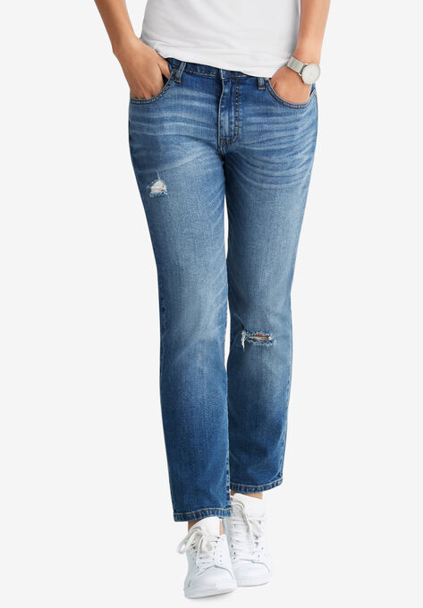 Cropped Slim Jeans, MEDIUM SANDED DISTRESSED, hi-res image number null