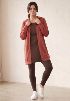 Ellos Studio French Terry Long Sleeve Zip-Front Tunic Hoodie