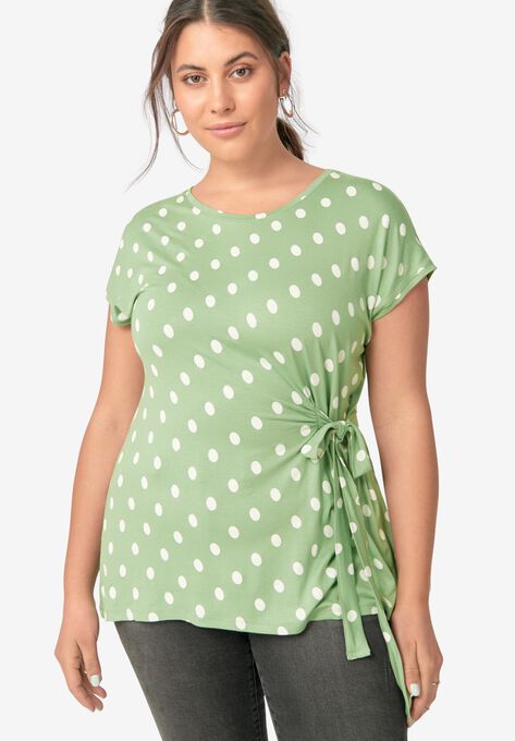 Side-Tie Tunic, TROPICAL JADE DOT, hi-res image number null