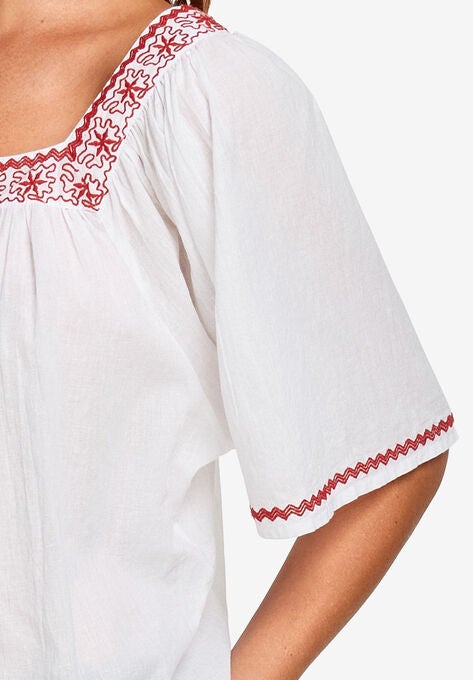 Embroidered Gauze Blouse, , alternate image number null