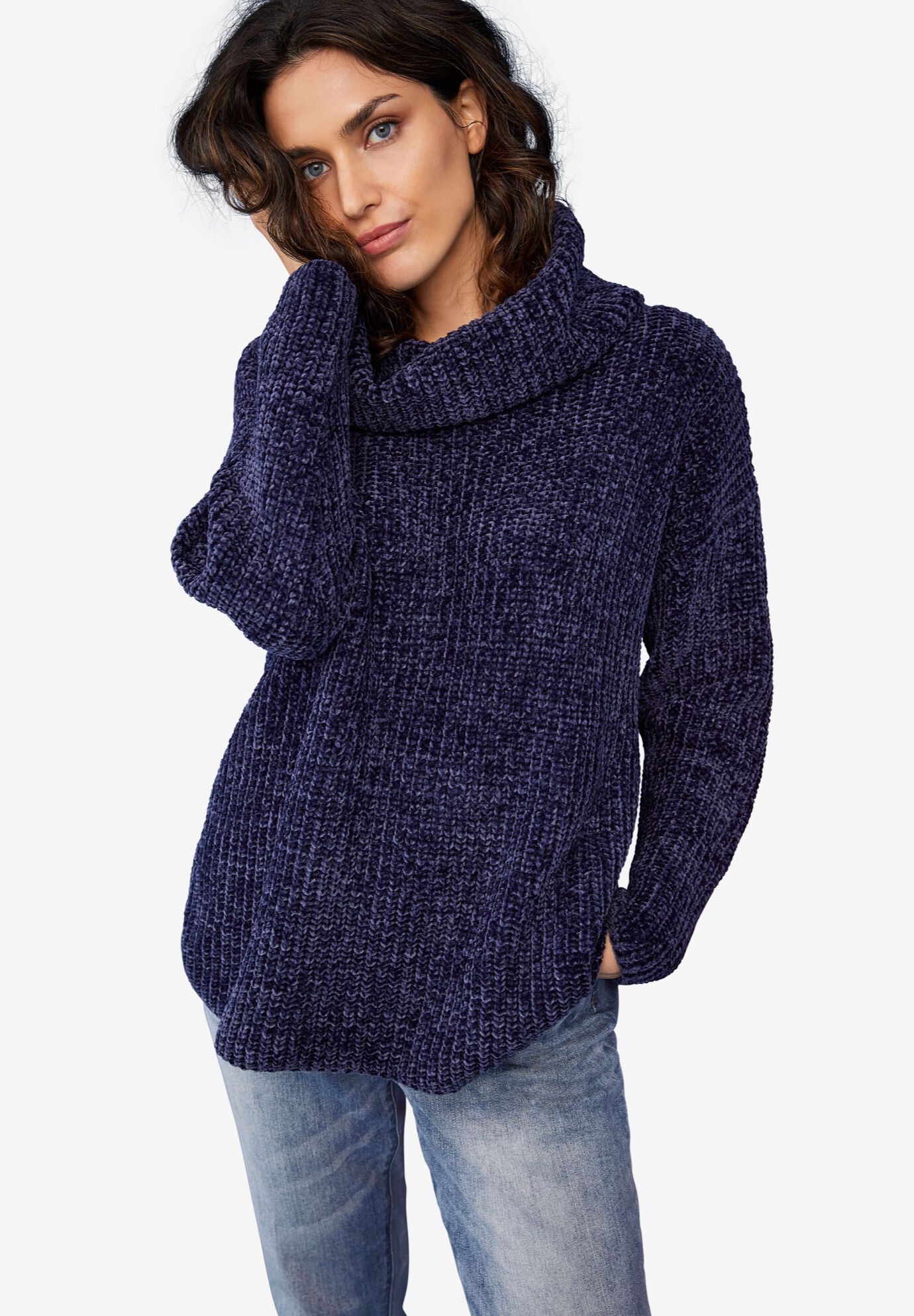 Women's chenille turtleneck sweater on sale