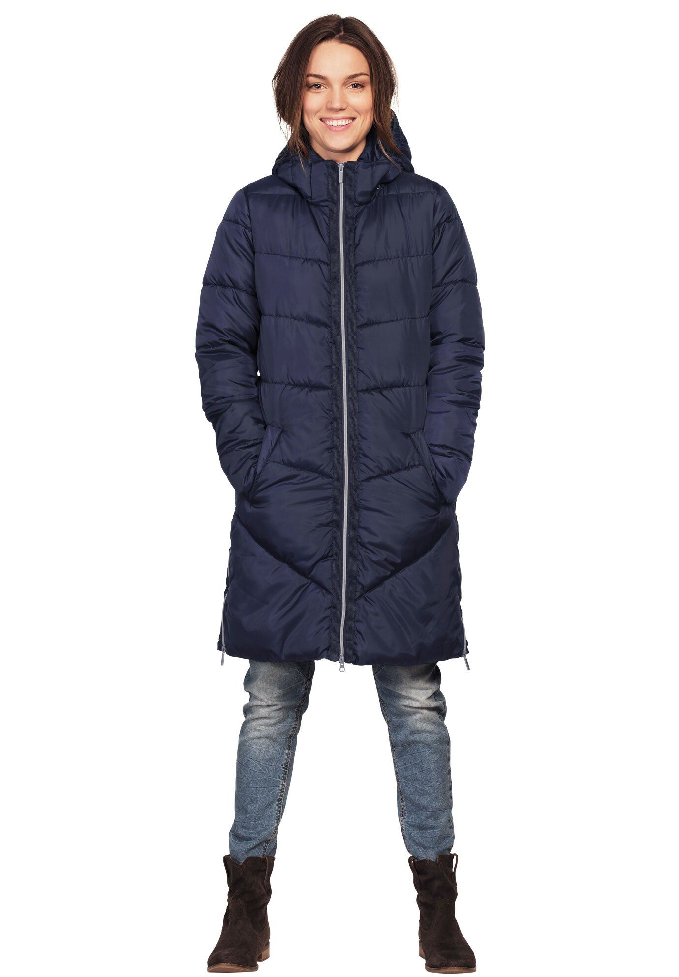トップス L'Appartement Americana Side Zip Parka Winter Side-Snap Parka - Zip-Front A-Line Style, Navy | Woman Within