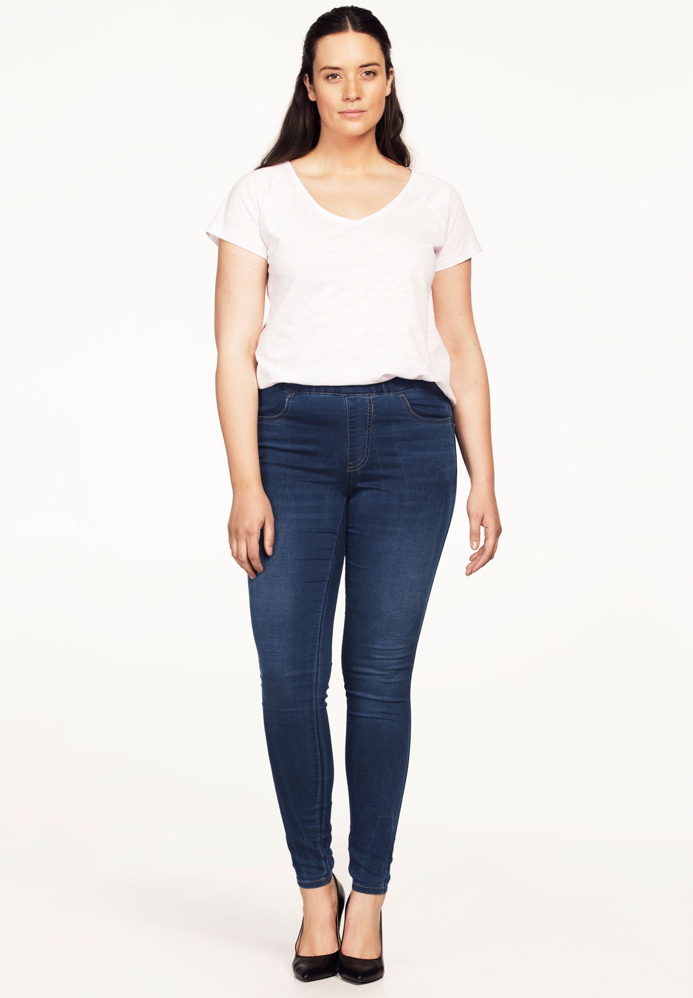 Woman within jeggings top