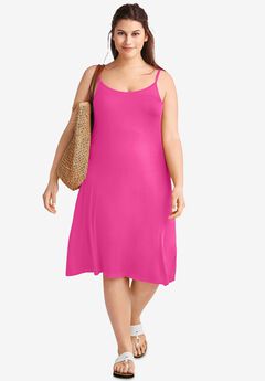 Stretch Knit Scoop Neck Tank A Line Dress