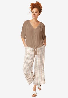 V-Neck Tie-Front Blouse
