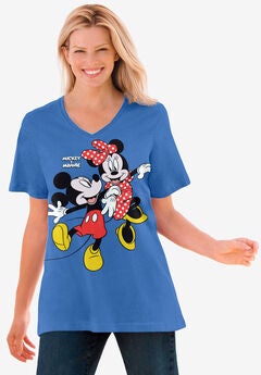 Disney Dark Blue Mickey Minnie V-neck Tee