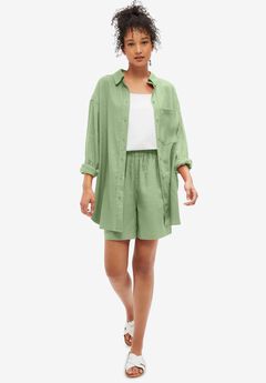 Oversized Linen-Blend Boyfriend Shirt