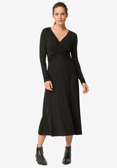 Draped Bodice Knit Midi Dress