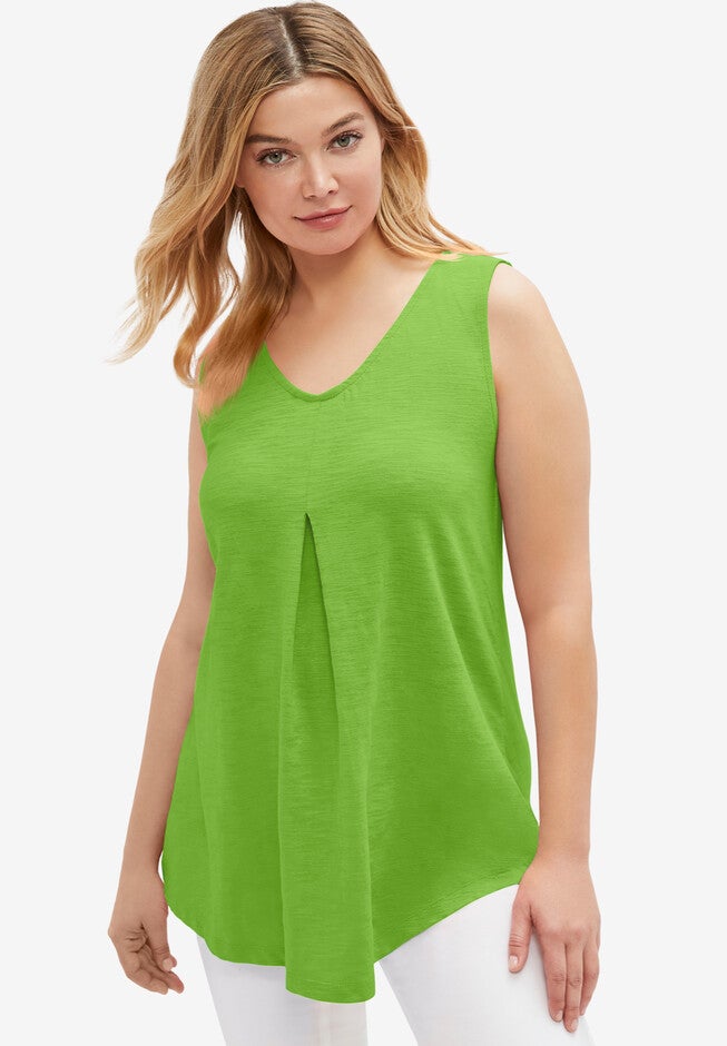 Aline Vneck Tank Tunic with Pleat, 4478367 Woman Within
