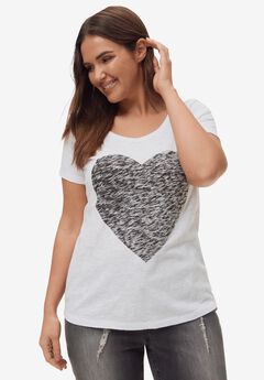 100% Cotton Jersey Slub Scoopneck Short Sleeve Graphic Tee