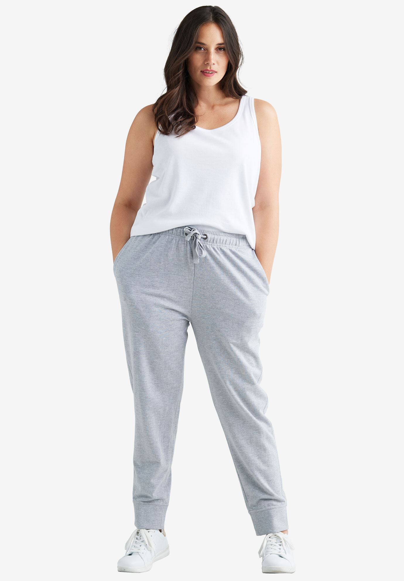 Woman within sweatpants store